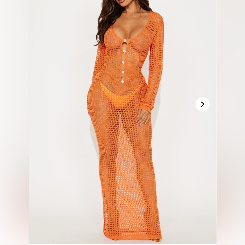 Fashion Nova Vibrant Orange Crochet Cover-Up
